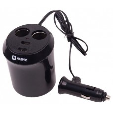 Разветвитель для прикуривателя Harper 5A 2 гн. 2 USB