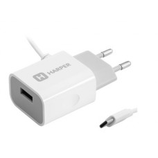 Зарядное устройство Harper WCH-5118 USB 2.1A кабель USB Type-C White