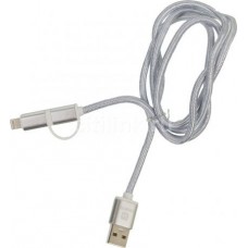 Кабель HARPER Lightning/microUSB - USB 2.0, 1.0м, серебристый [brch-410]